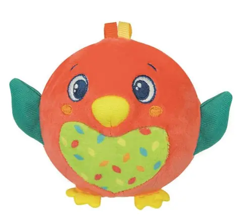 Clementoni BABY Plyšová loptička Vtáčik s hrkálkou / od 3 mesiacov