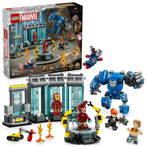 LEGO® | MARVEL 76315 Iron Man a jeho laboratórium: Sieň brnenia / Počet dielikov: 384 / od 8 rokov
