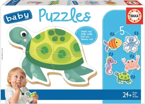 Educa Baby puzzle Vodné zvieratá 5v1 (3-5 dielikov) / 21 dielikov / od 2 rokov