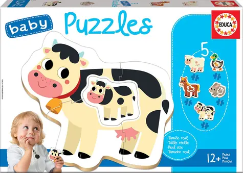 Educa Baby puzzle Zvieratká na farme s mláďatami 5v1 (2-4 dieliky) / 14 dielikov / od 2 rokov