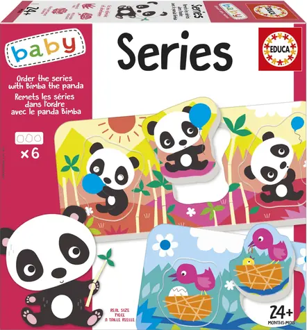 Educa Baby vkladačka Panda Bimba a kamaráti / 6x3 dieliky / od 2 rokov