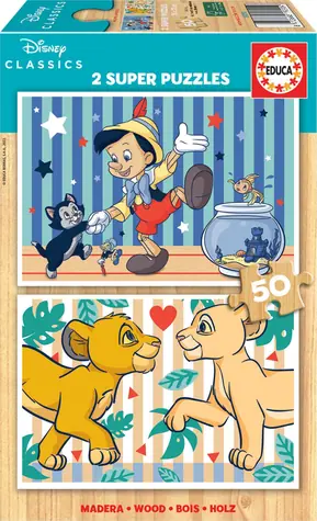Educa Drevené puzzle Disney klasika / 2x50 dielikov / od 4 rokov
