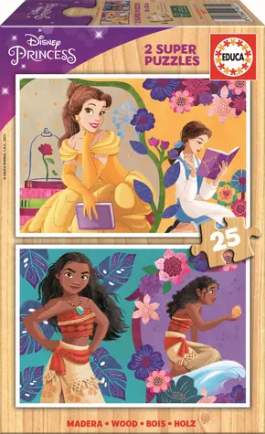 Educa Drevené puzzle Disney princeznej / 2x25 dielikov / od 3 rokov 
