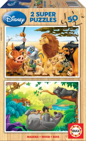 Educa Drevené puzzle Disney Zvierací kamaráti / 2x50 dielikov / od 4 rokov