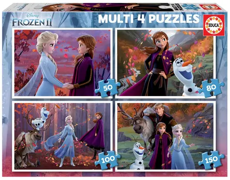 Educa Puzzle Ľadové kráľovstvo 2 - 4v1 / (50 & 80 & 100 & 150 dielikov) / od 5 rokov