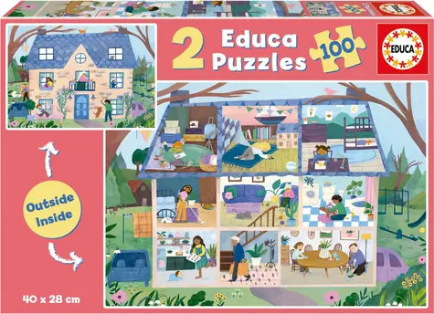 Educa Puzzle Outside Inside Dom / 2x100 dielikov / od 6 rokov