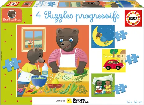 Educa Puzzle Petit Ours Brun 4v1 / (12 & 16 & 20 & 25 dielikov) / od 5 rokov