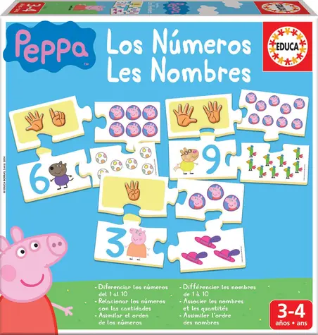 Educa Puzzle Prasiatko Peppa: Počítanie / 10x4 dielikov / od 3 rokov