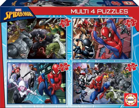 Educa Puzzle Spiderman 4v1 / (50 & 80 & 100 & 150 dielikov) / od 5 rokov