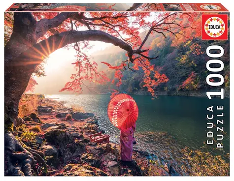 Educa Puzzle Východ slnka pri rieke Katsury - Japonsko / 1000 dielikov / od 14 rokov