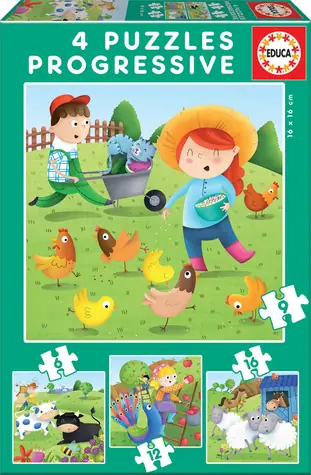 Educa Puzzle Zvieratká z farmy 4v1 / (6 & 9 & 12 & 16 dielikov) / od 3 rokov