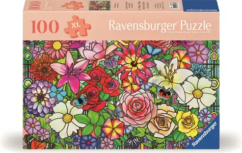 Ravensburger Puzzle: Kvetinový svet Tiffany / 100 dielikov / od 7 rokov 