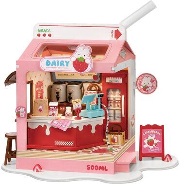 Robotime miniatúra domčeka Mliečny bar Strawberry