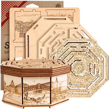 EscapeWelt 3D drevená skladačka hlavolamu Secret Maze Box / Obtiažnosť: ľahká / od 14 rokov
