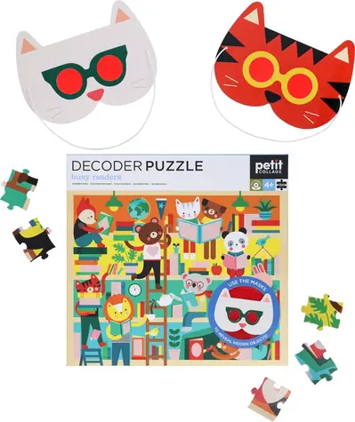 Petit Collage Puzzle knižnica 100 ks s 3D okuliarmi / 100 dielikov / od 4 rokov