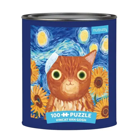 Mudpuppy Puzzle Vincent van Gogh umelecké mačky v plechovke / 100 dielikov / od 6 rokov