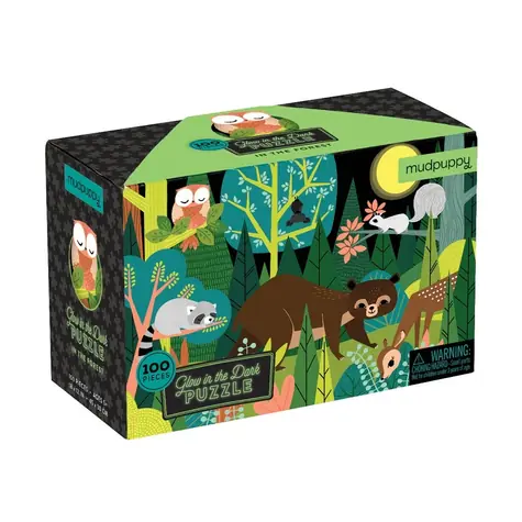Mudpuppy Puzzle Zvieratká v lese - svietia v tme / 100 dielikov / od 5 rokov
