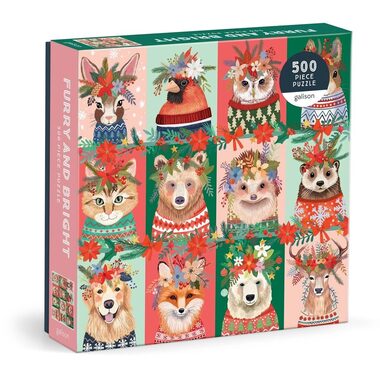 Galison Puzzle Vianočné chlpáči 500 dielikov / od 3 rokov