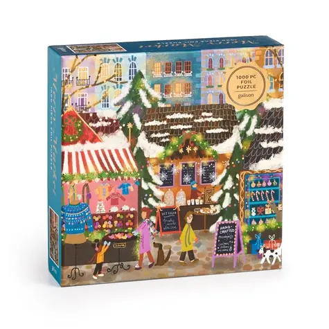 Galison Fóliové puzzle Joy Laforme Vianočné trhy 1000 dielikov / od 3 rokov