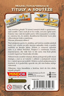 Mindok Mars: Teraformácia - Tituly a súťaže - rozšírenie 8 / dĺžka hry: 180 minút / počet hráčov: 1-5 / od 12 rokov