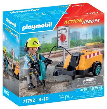 Playmobil® Action Heroes 71752 Stavebný robotník so zbíjačkou / Počet dielikov: 14 / od 4 rokov