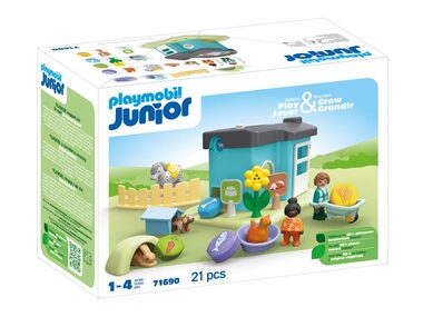 Playmobil® Junior 71690 Ustajnenie zvierat s dávkovačom krmiva / Počet dielikov: 21 / od 1 roka