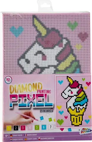 GRAFIX Diamantové maľovanie na ráme Pixel Jednorožec 15x20cm / od 6 rokov