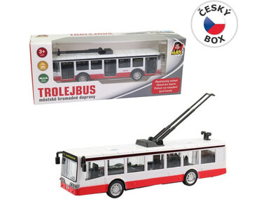 MaDe 09026 - Trolejbus kovový na spätný chod, 16 cm