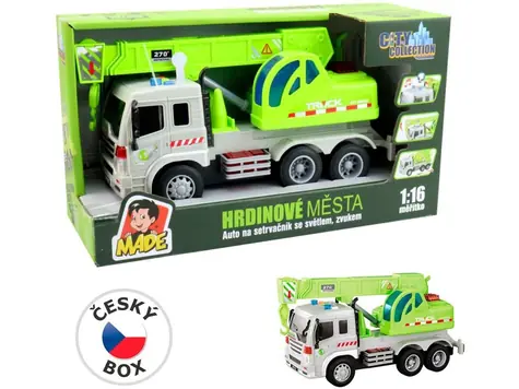 MaDe 14282 - Auto žeriav na zotrvačník, so svetlom a zvukom, na batérie, 27,5 x 10 x14 cm