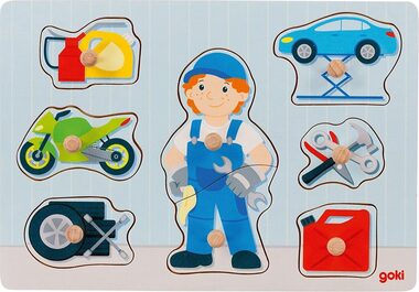 GOKI Drevená vkladačka Automechanik / od 12 mesiacov