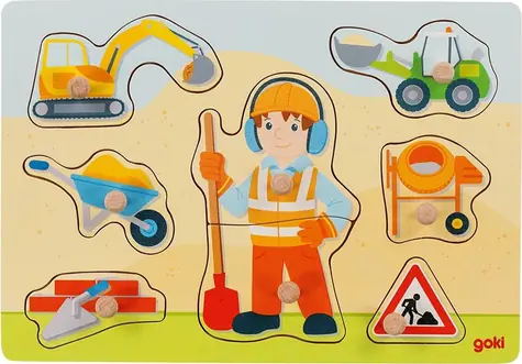 GOKI Drevená vkladačka Stavebný robotník / od 12 mesiacov