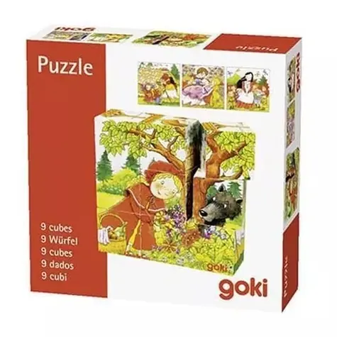GOKI Drevené kocky Rozprávky / 9 kociek / od 3 rokov