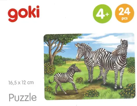 GOKI Drevené puzzle Africké zvieratá: Zebry / 24 dielikov / od 4 rokov