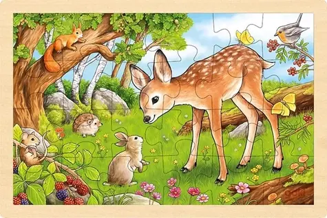 GOKI Drevené puzzle Kolúšok / 24 dielikov / od 3 rokov