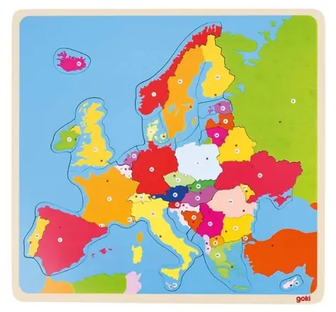 GOKI Drevené puzzle Mapa Európy / 35 dielikov / od 5 rokov
