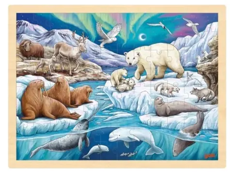 GOKI Drevené puzzle Polárna noc / 96 dielikov / od 3 rokov