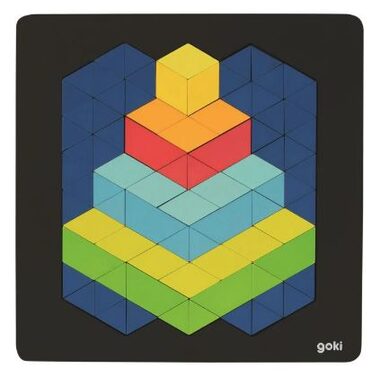 GOKI Drevené puzzle Pyramída 3D efekt / 82 dielikov / od 4 rokov