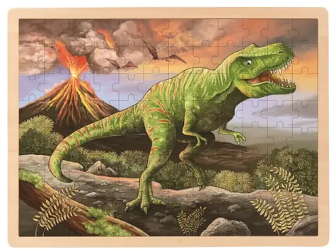 GOKI Drevené puzzle T-Rex / 96 dielikov / od 3 rokov