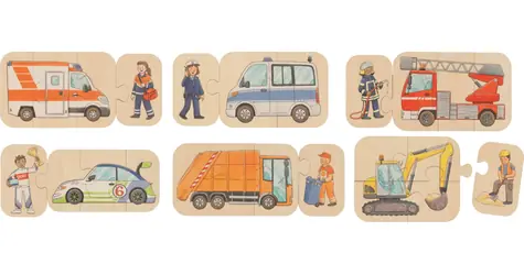GOKI Drevené puzzle Vozidlá 6v1 / od 2 rokov