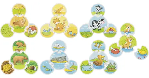 GOKI Drevené puzzle Zvieratká 7x4 dielikov / od 3 rokov