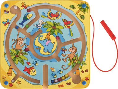 GOKI Drevený magnetický labyrint Ostrov / od 3 rokov