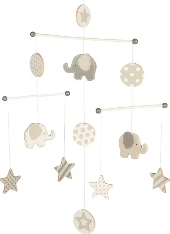 GOKI Drevený závesný kolotoč Slony a hviezdičky / od 0 rokov