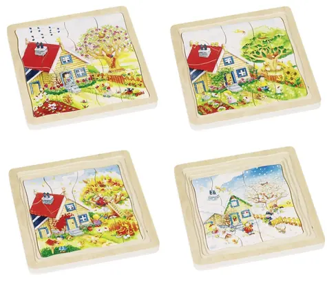 GOKI Vývojové drevené puzzle Ročné obdobia / od 3 rokov