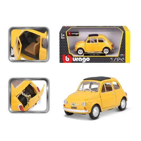 Bburago Fiat 500 F 1965 Yellow / mierka 1:24