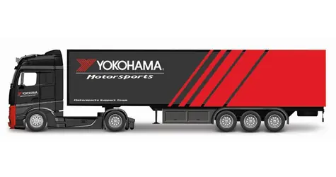 Bburago Truck with trailer MB Actros Gigaspace Firestone / mierka 1:43