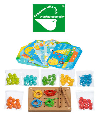 Lucy & Leo Mozaika s pinzetou a vyšívanie / drevený herný set s predlohami / od 3 rokov