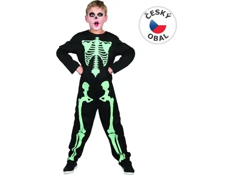 MaDe 09239 - Šaty na karneval -kostra svietiaca v tme, 130 - 140 cm