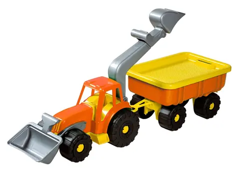 Androni Traktorový nakladač s vlekom Power Worker oranžová / dĺžka 58 cm / od 12 mesiacov