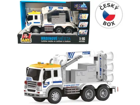 MaDe 20625 Auto letiskové služby, vysúvacie navigačné svetlo, na batérie, svetlo a zvuk / 26 cm / od 3 rokov