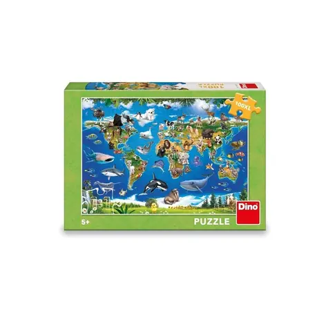 Dino Puzzle Mapa zvierat / 100 XL dielikov / od 5 rokov